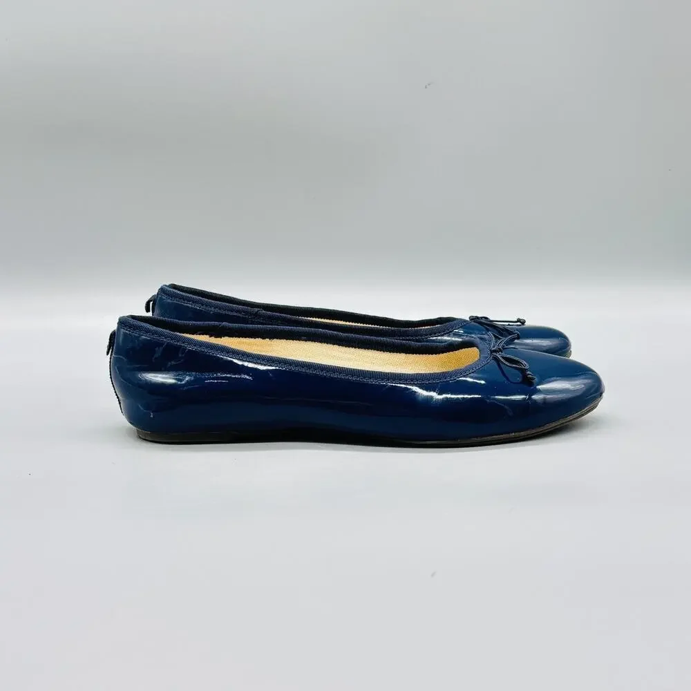 Crewcuts Shoes Kids Girls 5 Blue Patent Ballet Flats Bow Slip On Dress Casual